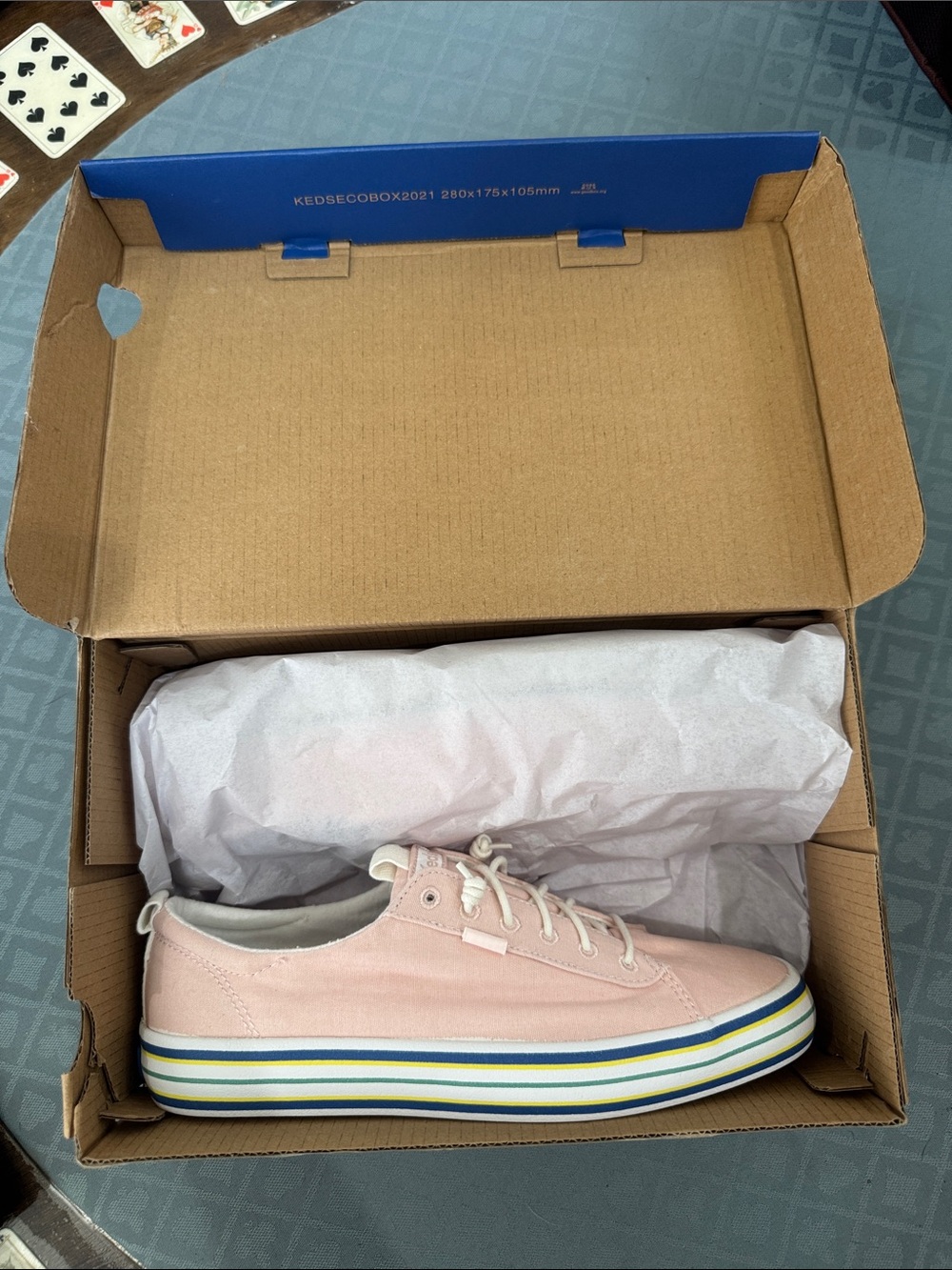Keds Pink Platform Sneakers with Rainbow Stripe Sole